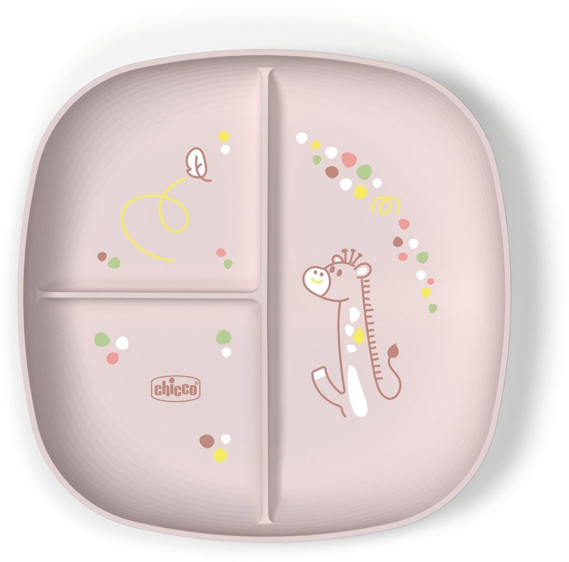 CHICCO-1600315- 3-DZIELNY TALERZ RÓŻOWY 8M+