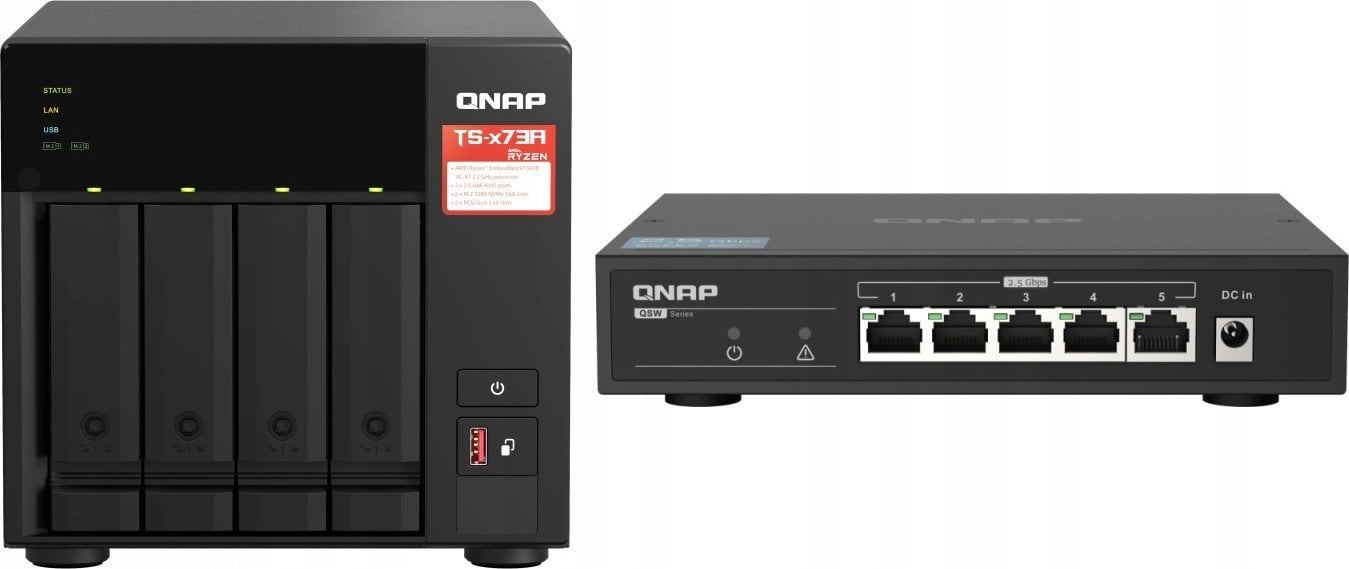 Serwer plików Qnap TS-473A + QSW-1105-5T