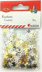 Titanum Konfetti gwiazdki 10G złote i białe