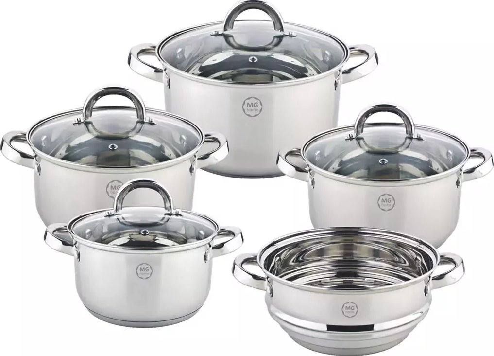 MG Home Garnki stalowe MG Home Verso zestaw 4 garnków i parowar na indukcję