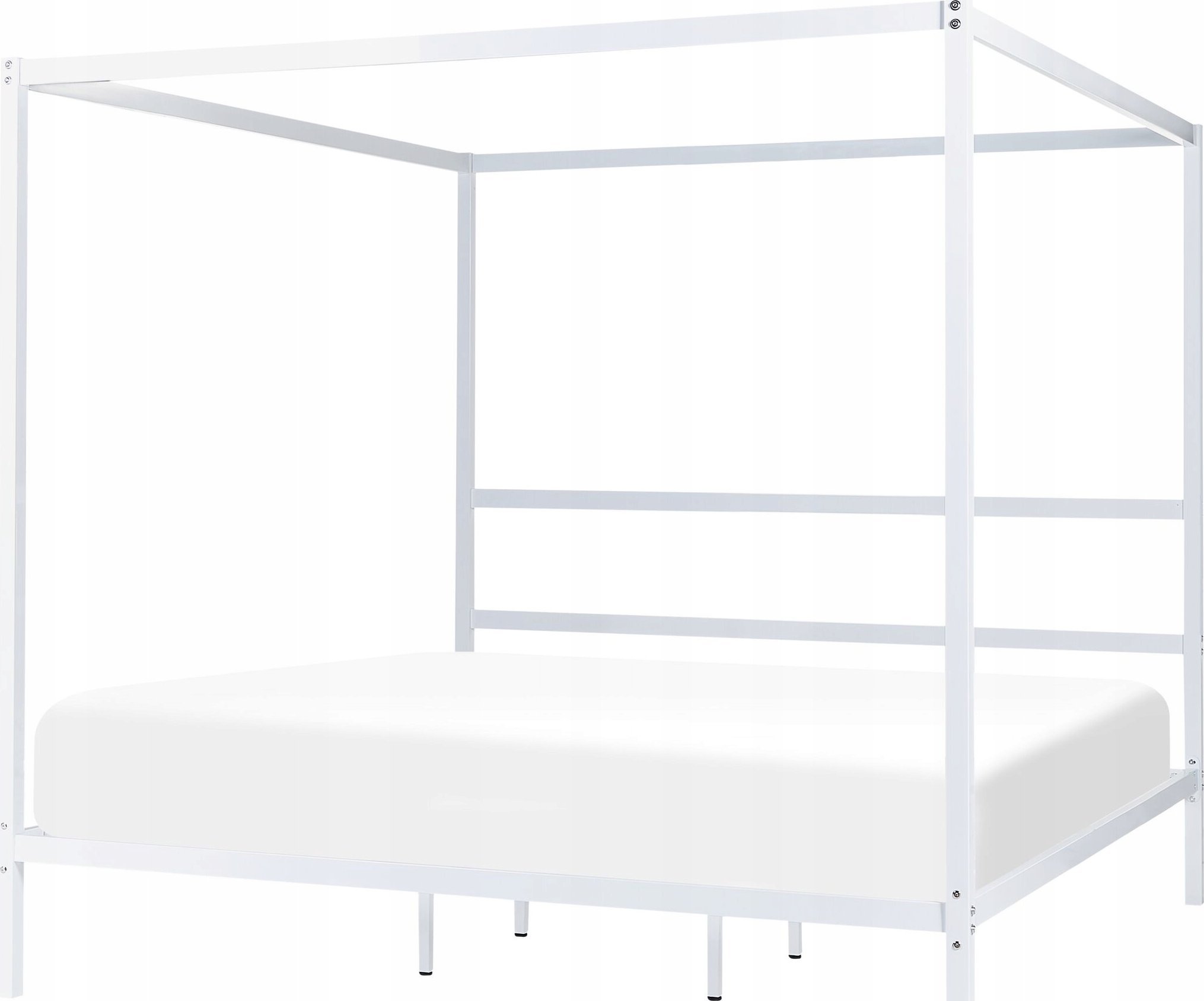 Beliani Łóżko metalowe z baldachimem 180 x 200 cm białe LESTARDS