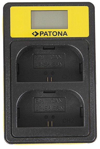 Patona podwójna ładowarka Dual LCD USB do akumulatorów Canon LP-E6