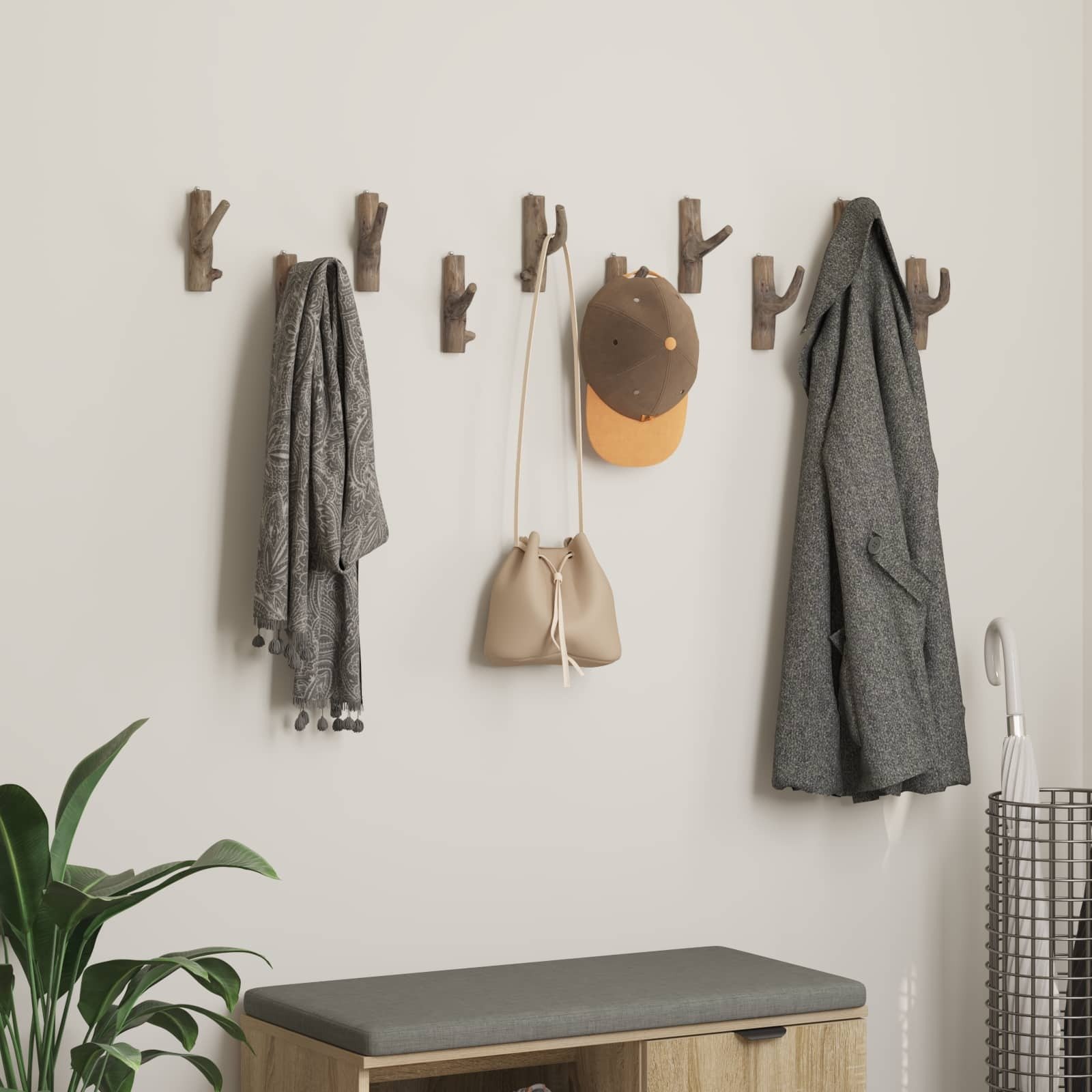 vidaXL Hak Brązowy 4 x 4 x 14 cm