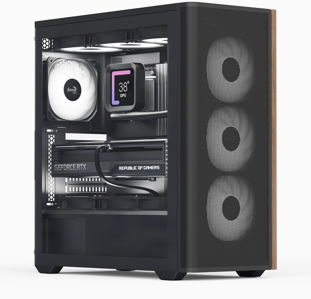 AeroCool Geh Midi D501A-G-BK-V2 (B/Wood/ATX)