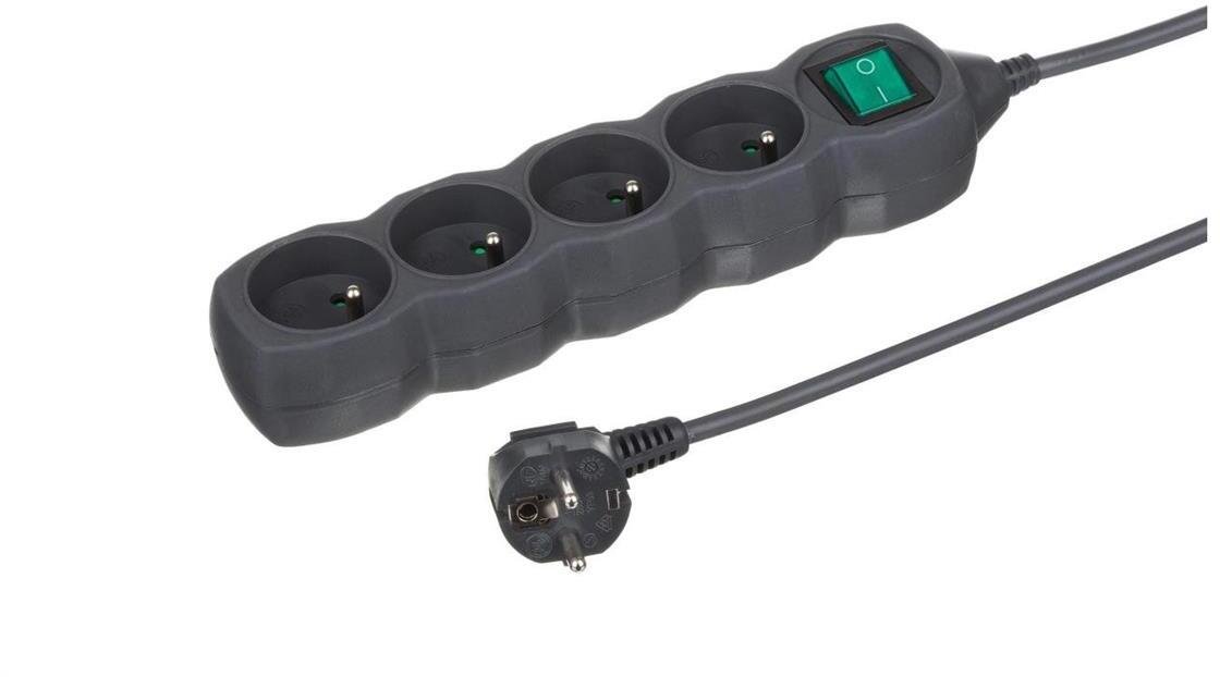 Przedłużacz 4-gniazdowy, 1,5m grafit, z wyłącznikiem, 3x1,0mm OWY / 24358