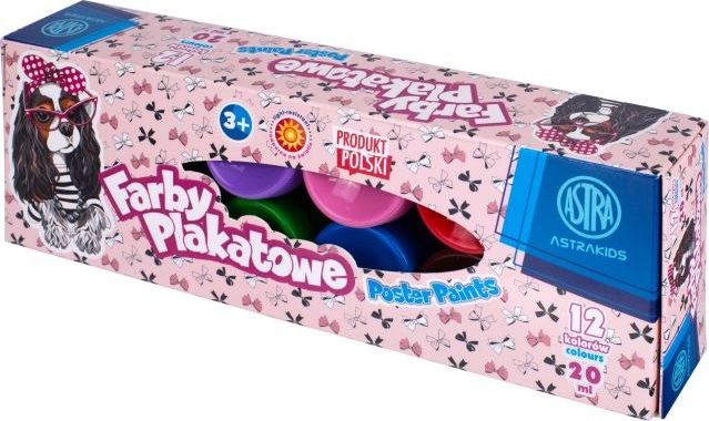 ASTRA art-pap Farby plakatowe 12 kolorów 20ml Pieski ASTRA