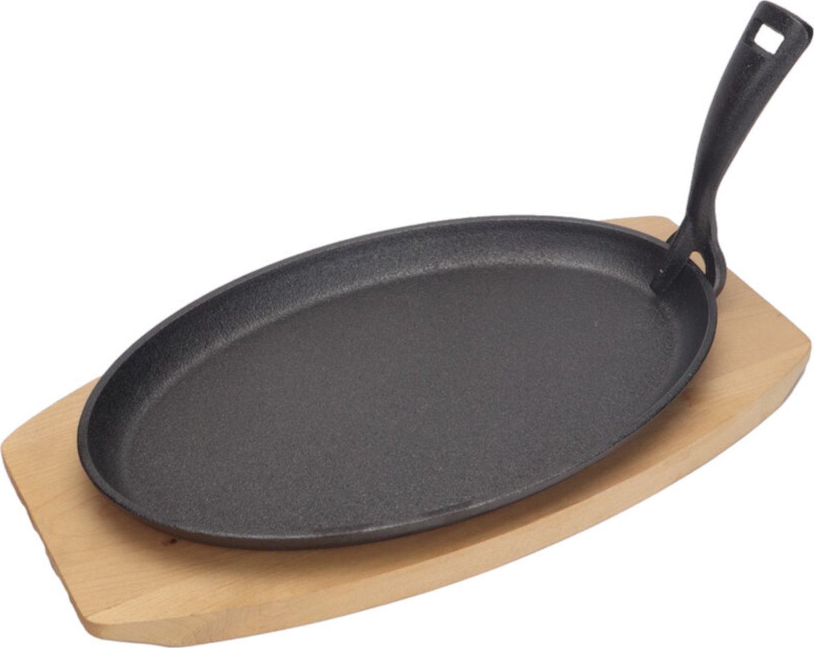 Hendi Półmisek żeliwny z drewnianą podstawą uchwytem gorący talerz 280 x 140 mm Półmisek żeliwny z drewnianą podstawą uchwytem gorący talerz 280 x 140