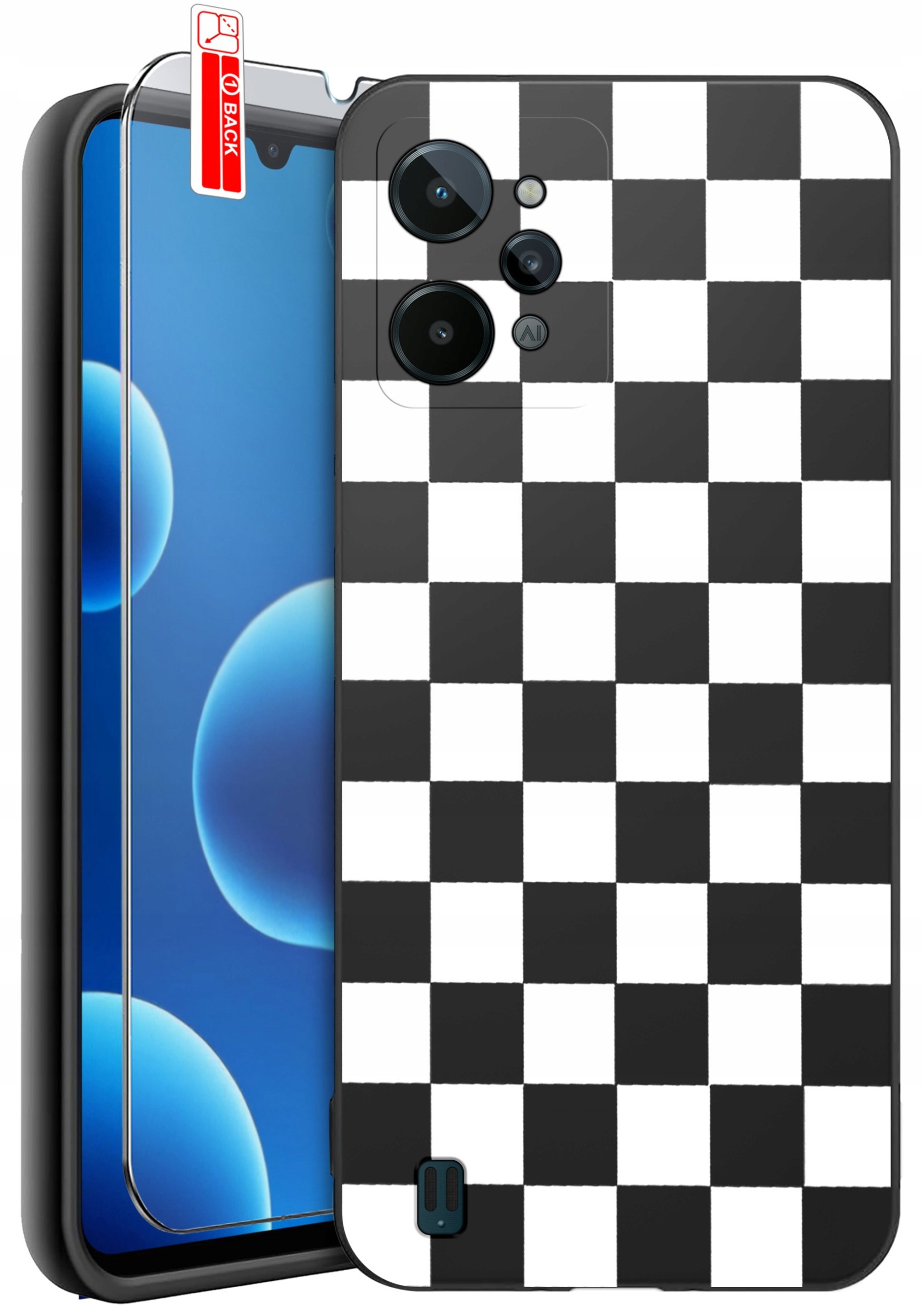 ETUI do Realme C31| WZORY | SILIKONOWE MATT CASE + SZKŁO 9H