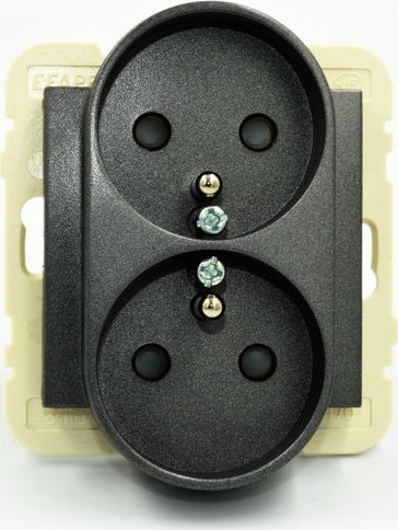 Efapel LOGUS90 GNIAZDO PODWÓJNE Z UZIEMIENIEM GRAFIT 90470 KWIS