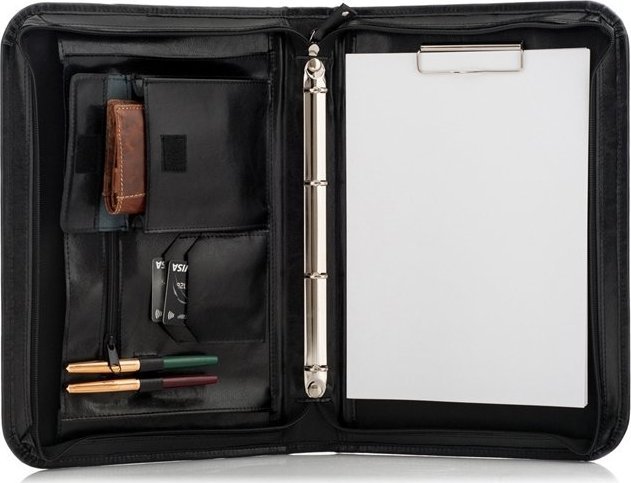 Belveder Skórzany Organizer Czarny na Dokumenty 01SB