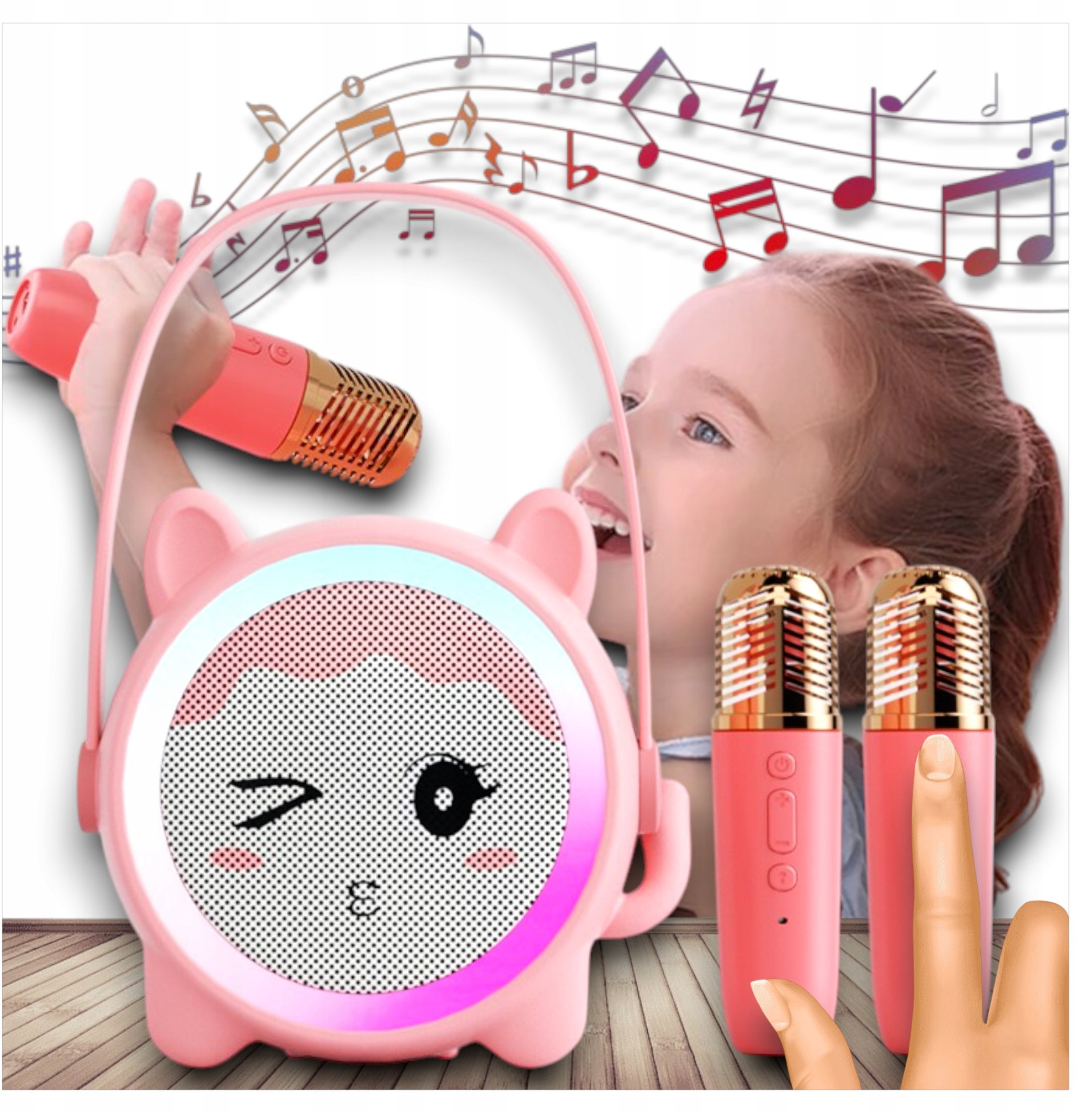 Bezprzewodowy Zestaw do Karaoke Głośnik Bluetooth Mikrofon dla Dzieci RGB