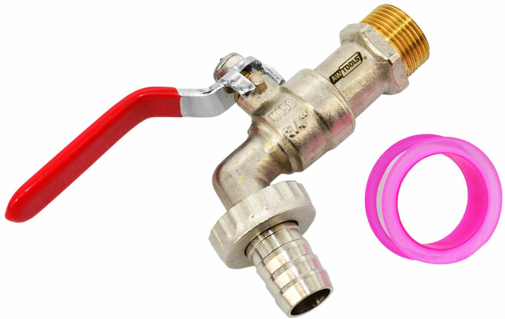 AWTOOLS KRAN OGRODOWY MOSIĄDZ NIKLOWANY 3/4" GWINT ZEWNĘTRZNY 1"