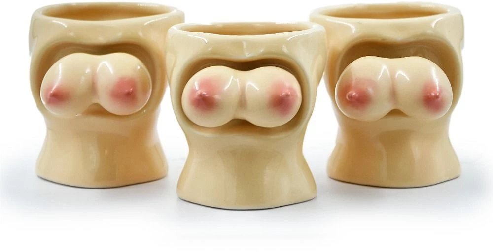 Zestaw 3 Zabawnych Kieliszków do Shotów - Kobiece Skaczące Piersi