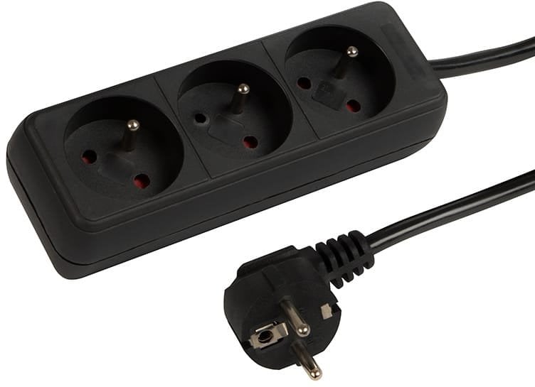 98-744# Przedłużacz sieciowy pr-370p 3-gniazda z uziemieniem 5m czarny 3x1,5mm