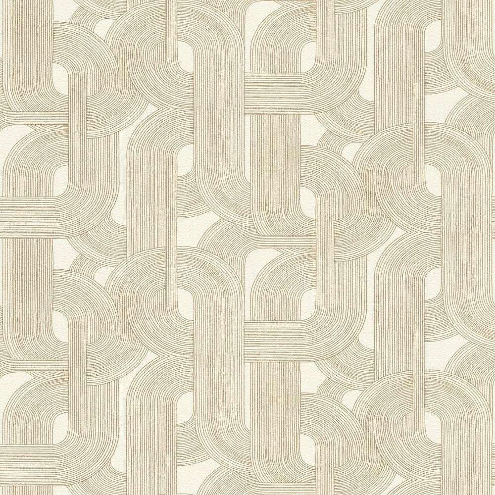 WALLPAPER 868111 GOLD WHITE GEOM