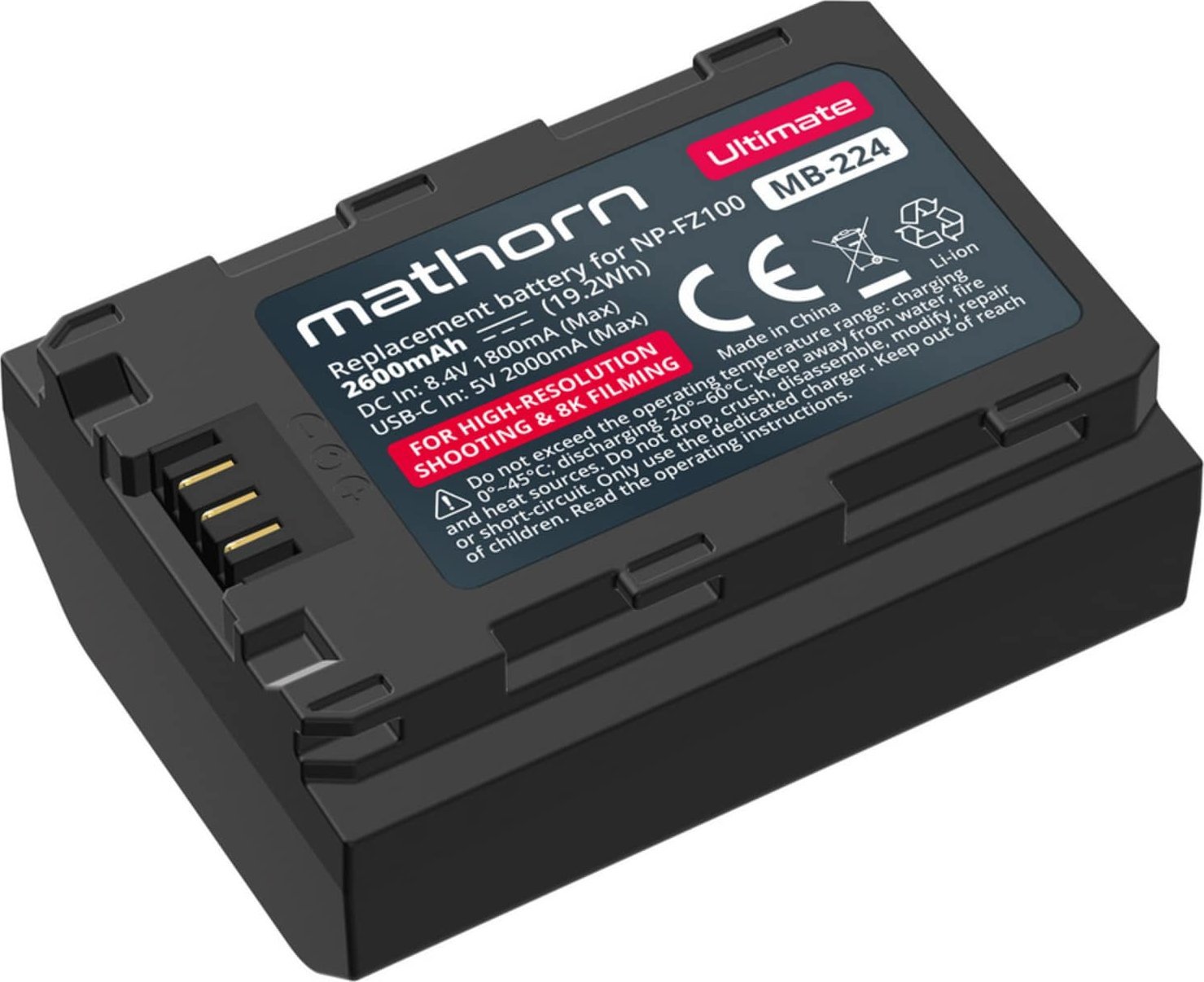Bateria Mathorn MB-224 Ultimate 2600mAh USB-C zamiennik NP-FZ100 (Nowość!)