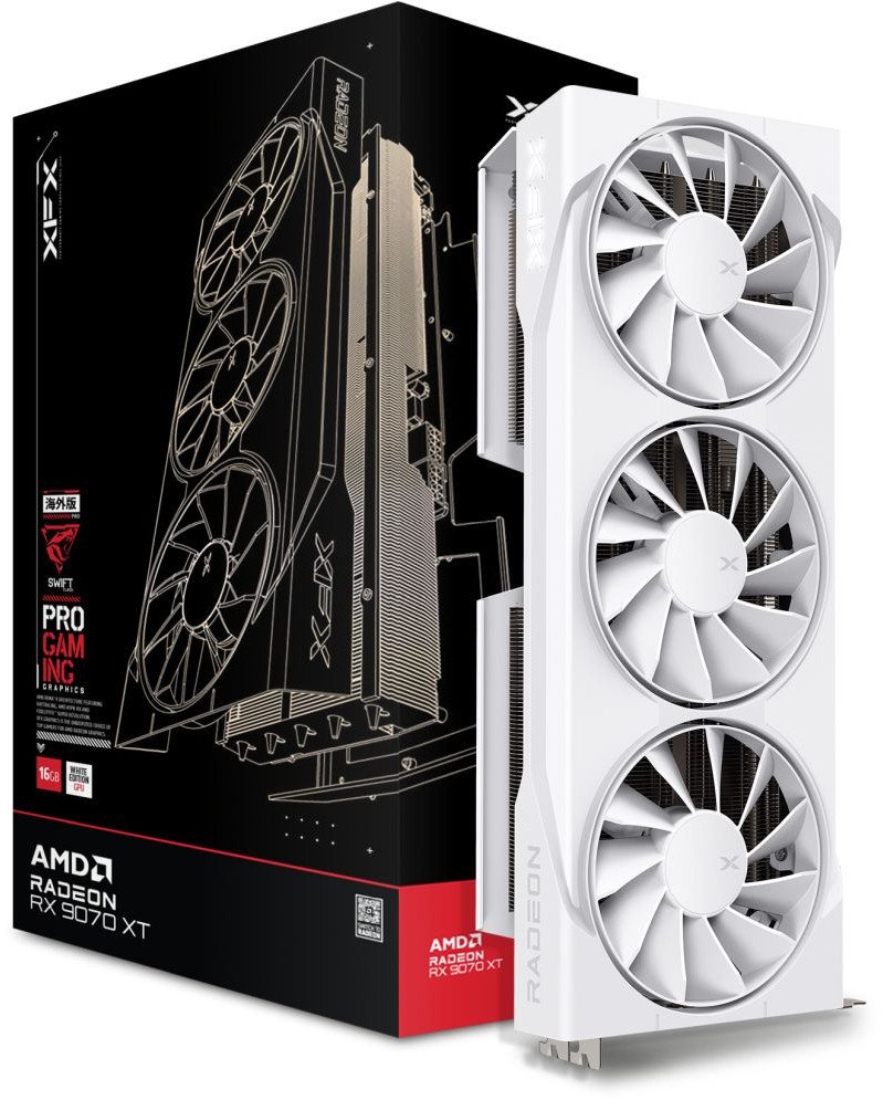 Karta graficzna XFX Swift Radeon RX 9070 XT White Triple Fan Gaming 16GB GDDR6 (RX-97TSWF3W9)