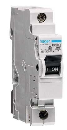 Hager Wyłącznik nadprądowy 1P B 63A 6kA AC MBN163E