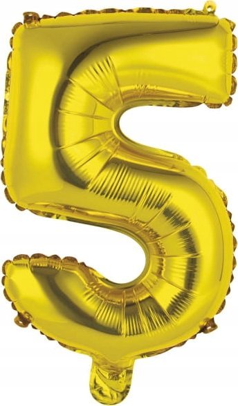 AMSCAN Balon foliowy mini cyfra 5 złota 25,5x40cm 9909683