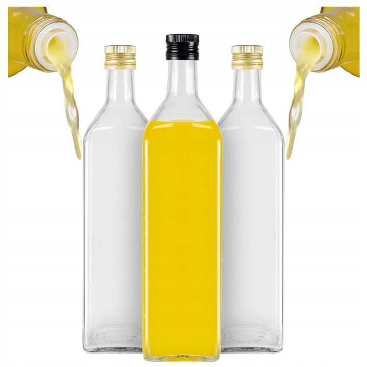 40x Butelka MARASCA BEZBARWNA 1000 ml Z DOZOWNIKIEM na oliwę ocet sok 1l
