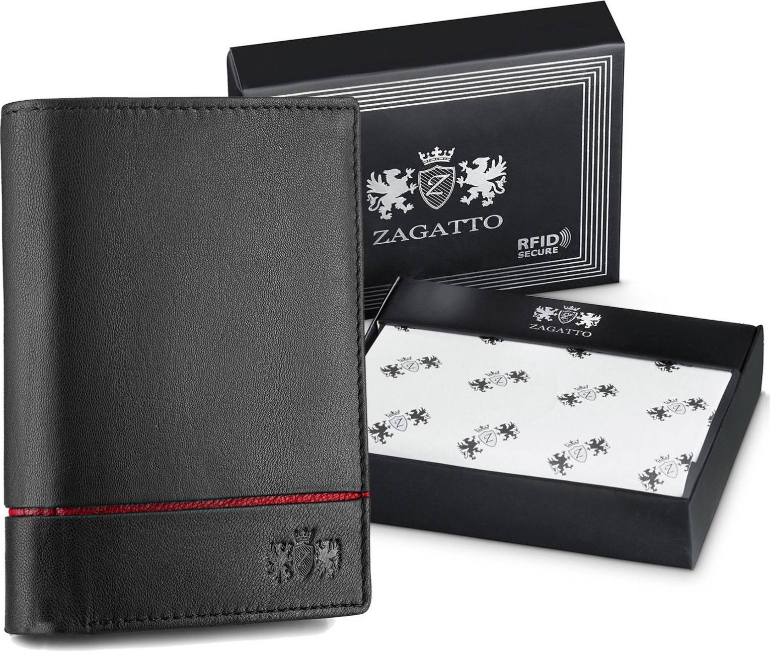 Zagatto Portfel męski ZG-N4-F5 RFID BLACK-RED
