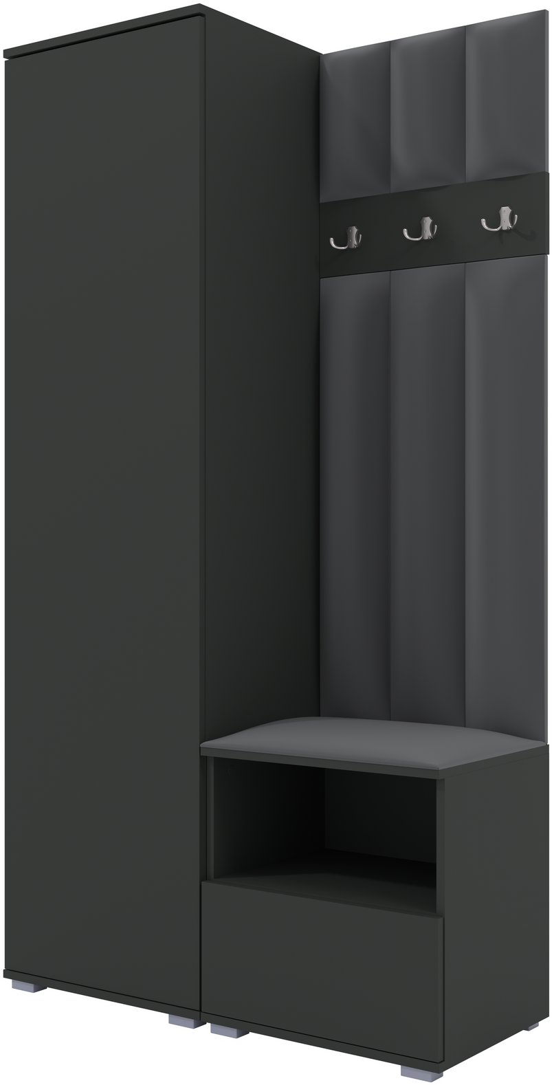 Tapicerowana garderoba Nela I LUX w kolorze grafitowym i tkaninie Trinity 15