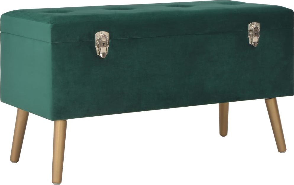 vidaXL Ławka ze schowkiem, 80 cm, zielona, aksamitna