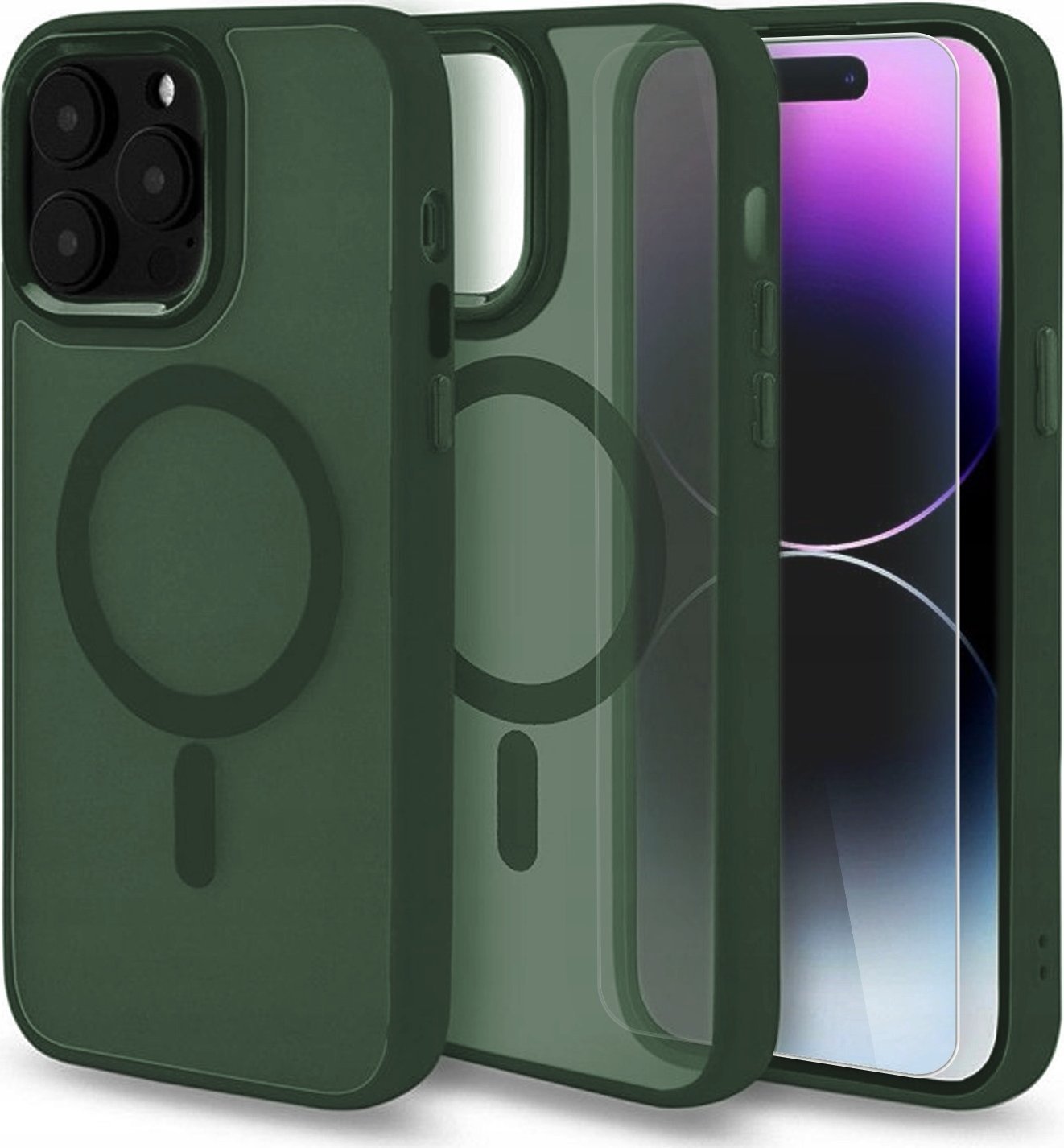 Hello Case Etui MagSafe do Apple iPhone 13 / 14 (Zielone, Pancerne, Matowe) SZKŁO 9H