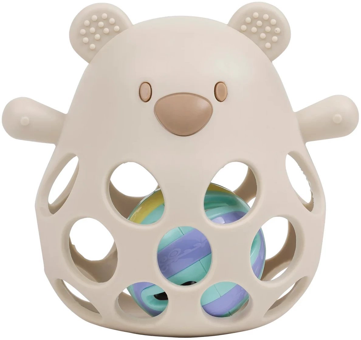 NATTOU Silicone Bear rattle with a ball beige