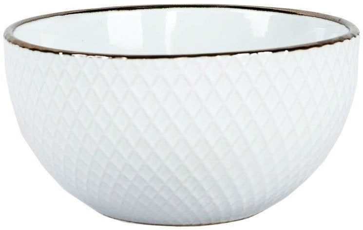 BOWL EMBOS OUTS GLAZE INSIDE WHITE 270ML