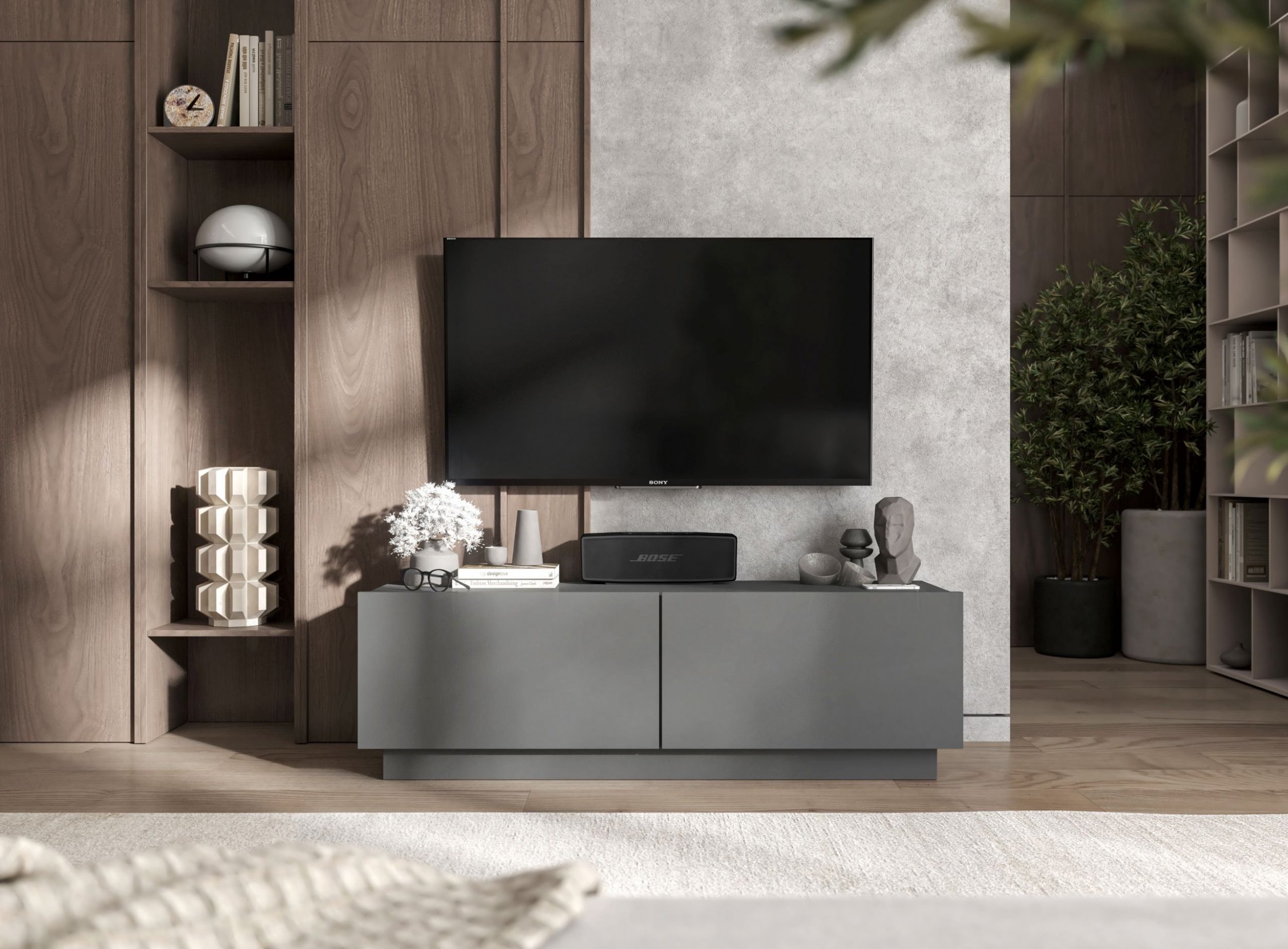 Meble Lindner Szafka RTV komoda Grafit MAT 120 cm mała stojąca / wisząca Meble Lindner