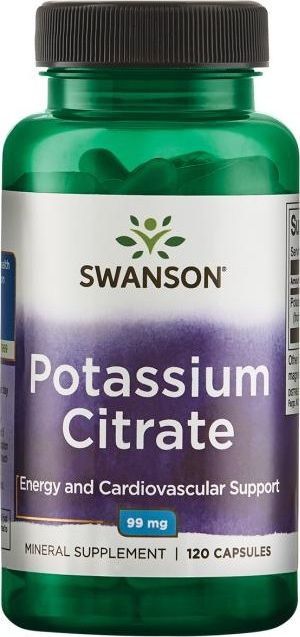 Swanson Swanson - Cytrynian Potasu, 99mg, 120 kapsułek