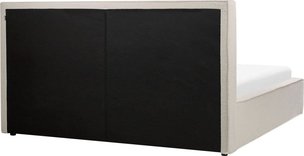 Beliani Łóżko z pojemnikiem Boucle MOISSAC 180 x 200 cm Złamana biel