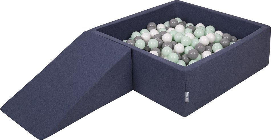 KiddyMoon Piankowy plac zabaw PPZP-KW30D-112 z piłeczkami granatowy: biały-szary-mięta basen 100/klin L Zabawka plac zabaw