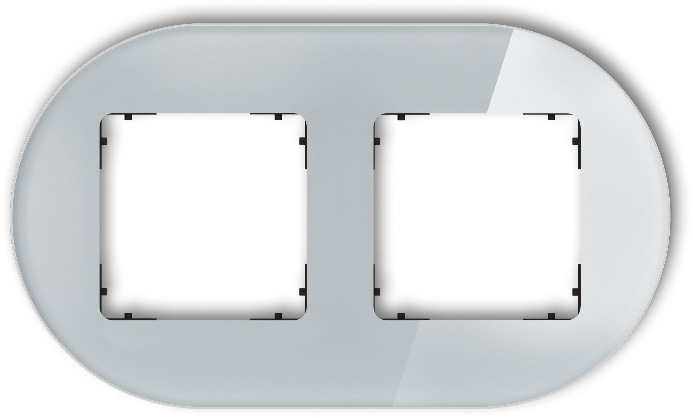 Karlik Ramka uniwersalna podwójna okrągła - efekt szkła (ramka: szara spód: czarny) 15-12-IRSO-2