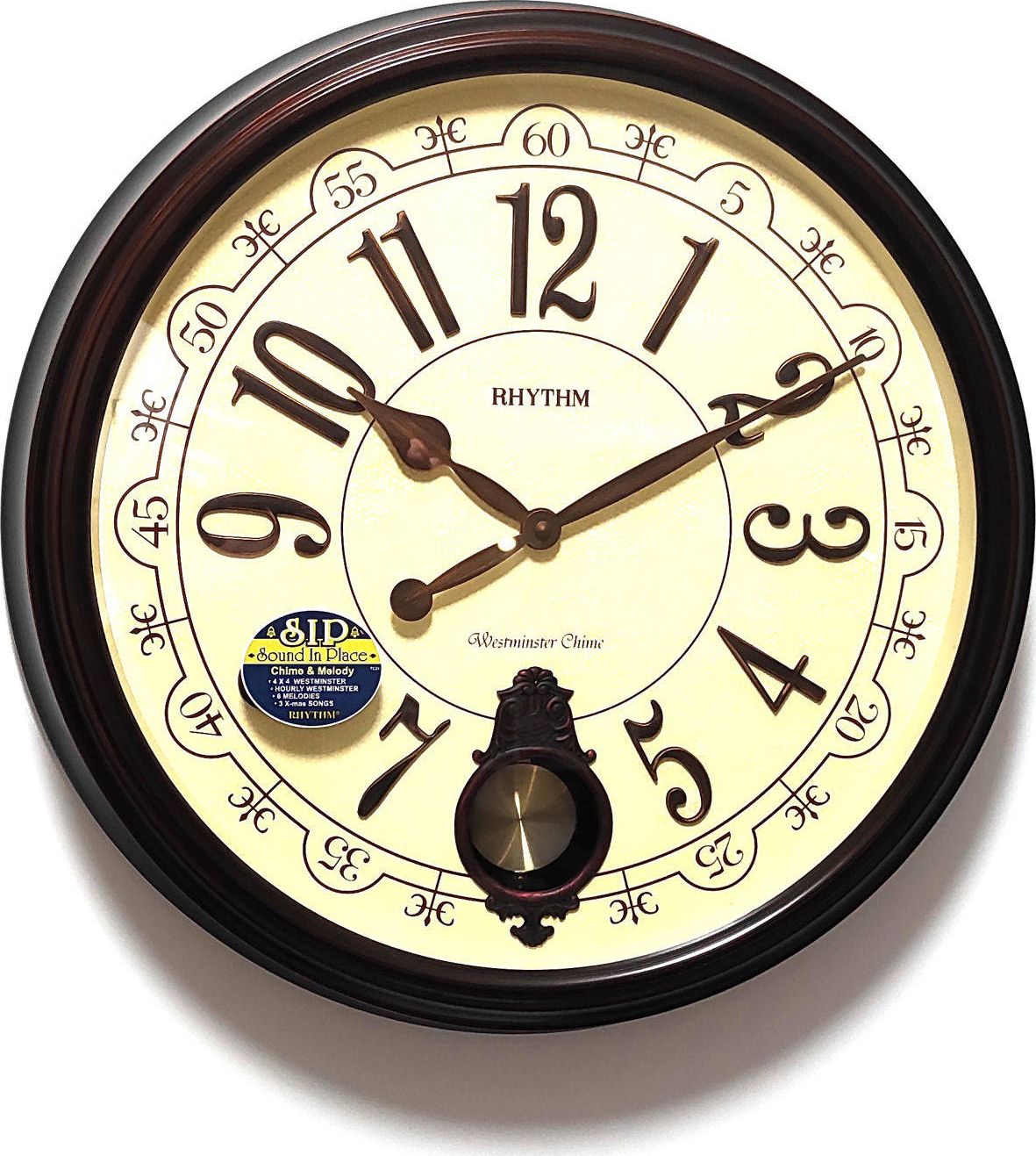 RHYTHM Zegar ścienny Rhythm CMJ504NR06 51 cm kuranty wahadło