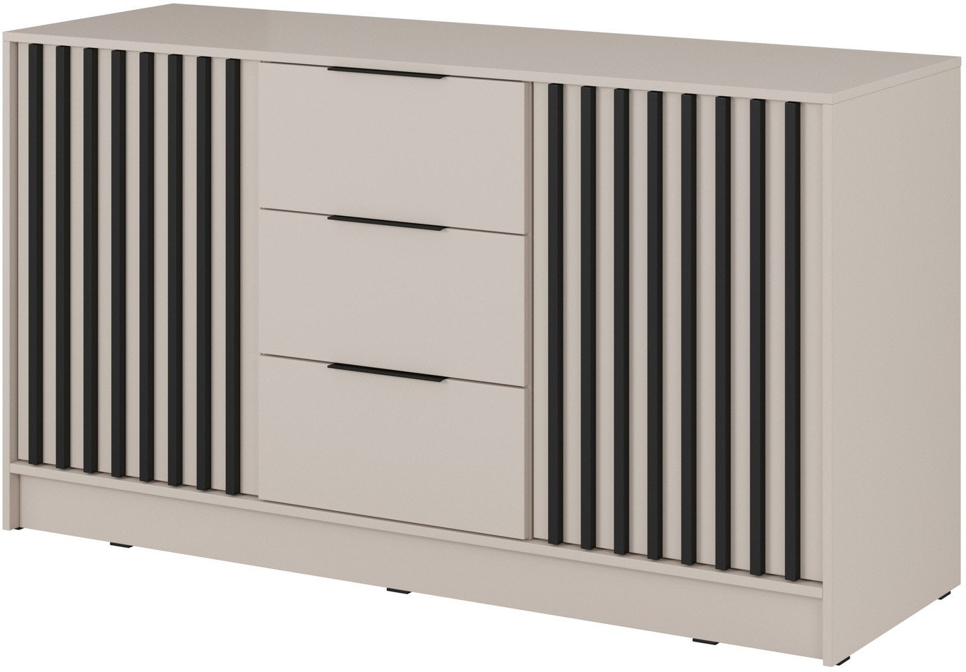 Komoda Stilo 155cm w kolorze cashmere + czarne lamele
