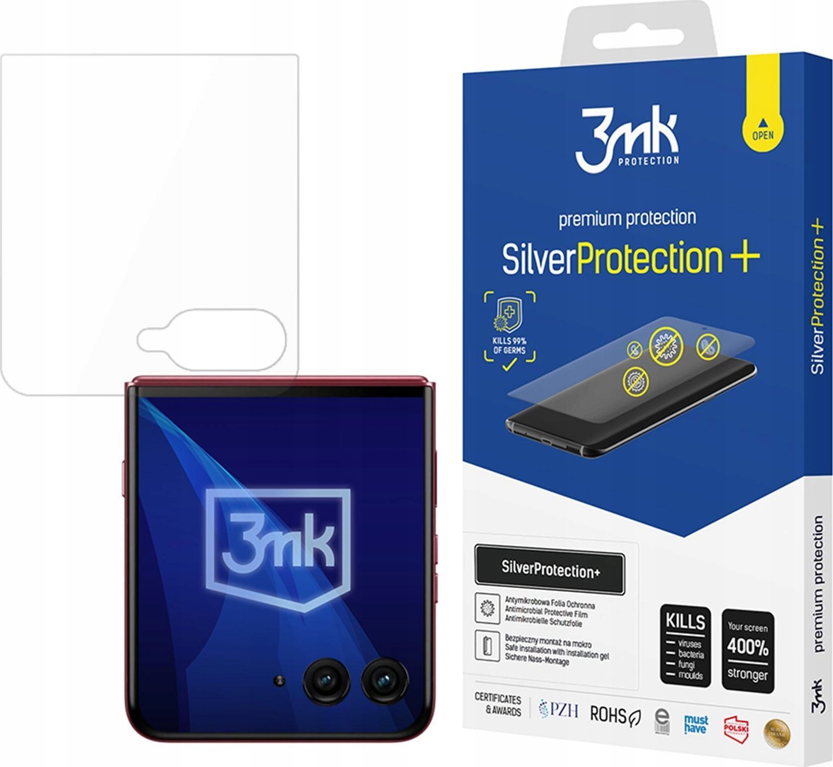 Folia antymikrobowa 3MK SilverProtect+ montowana na mokro do Motorola Razr 60 Ultra