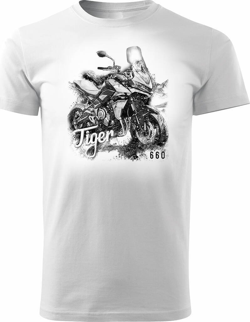Topslang Koszulka motocyklowa z motocyklem Triumph Tiger 660 męska biała REGULAR XXL