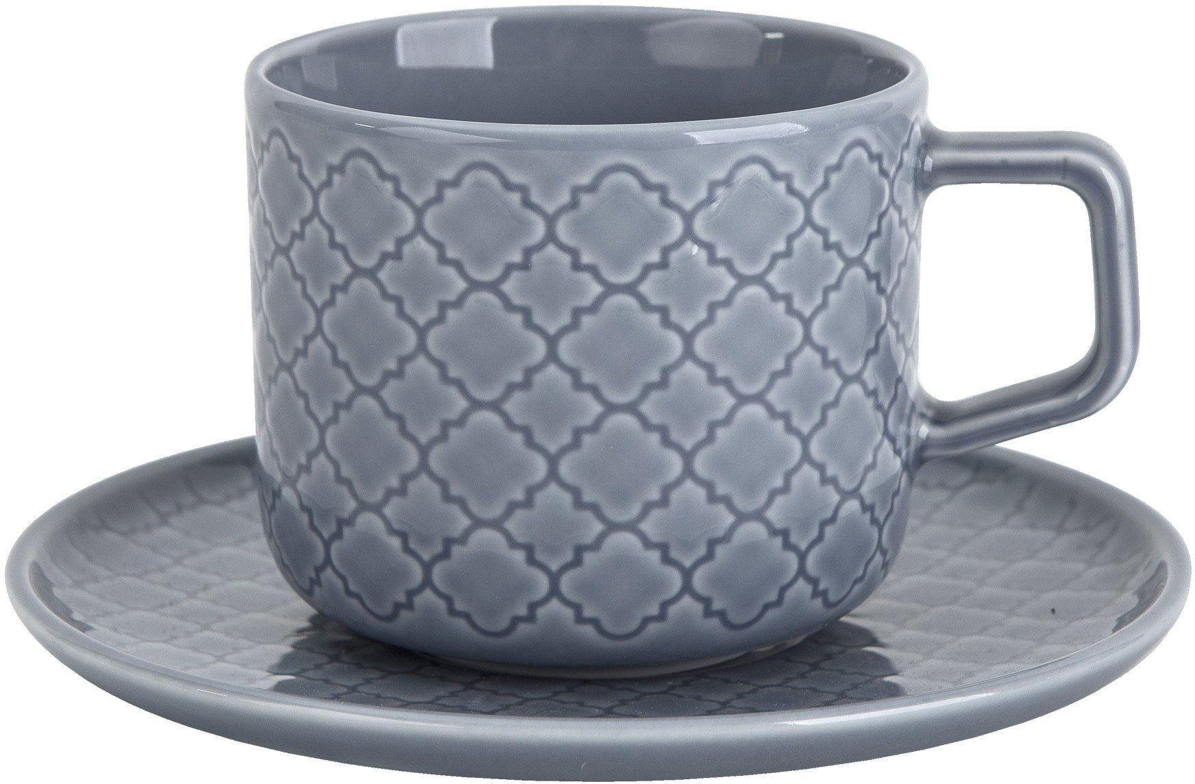 Filiżanka porcelanowa 250 ml + spodek Marrakesz K9 szaro-nieb.