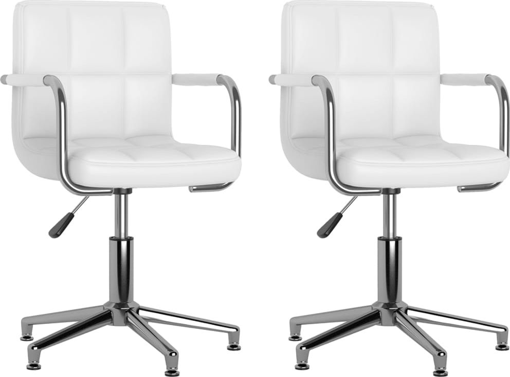 vidaXL Obrotowe krzesła stołowe, 2 szt., białe, sztuczna skóra