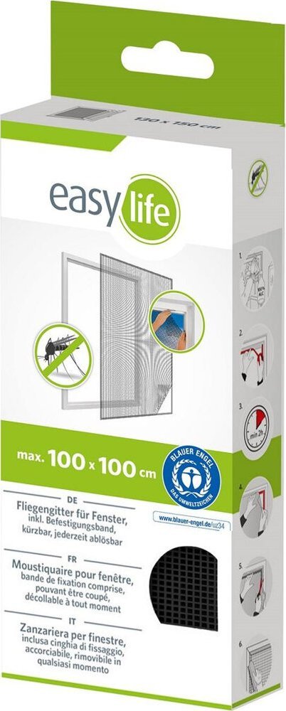 MOSKITIERA OKNO 100X100 CZARNA POLIESTER+TAŚMA RZEP