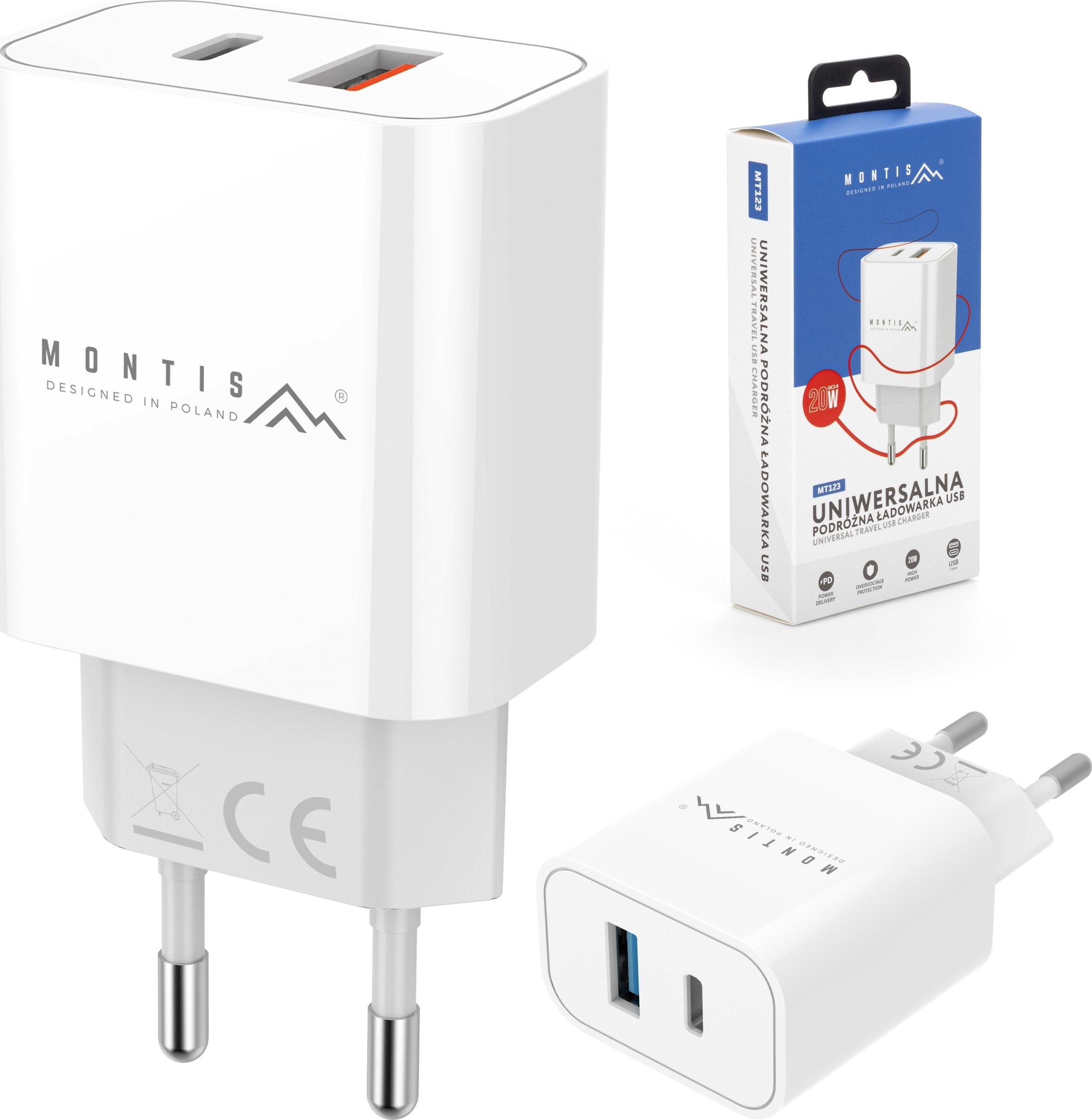Ładowarka Montis MT123 1x USB-A 1x USB-C 3 A (5901811406638)