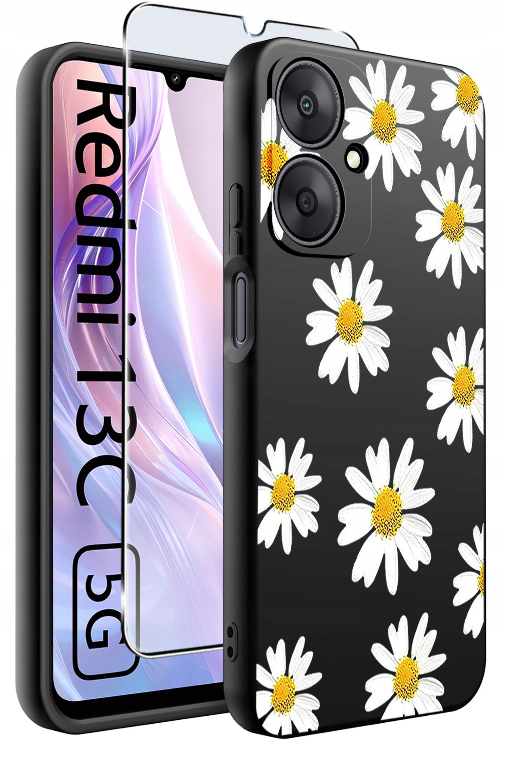 ETUI do Xiaomi Redmi 13C 5G WZORY |SILIKONOWE MATT CASE +SZKŁO HARTOWANE 9H