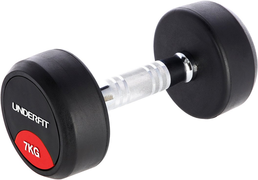 Hantla gumowana 7 kg UNDERFIT do ćwiczeń siłowych fitness
