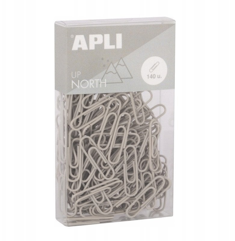 Spinacze okrągłe APLI Up North, 28mm, 140szt., pudełko z zawieszką, szare
