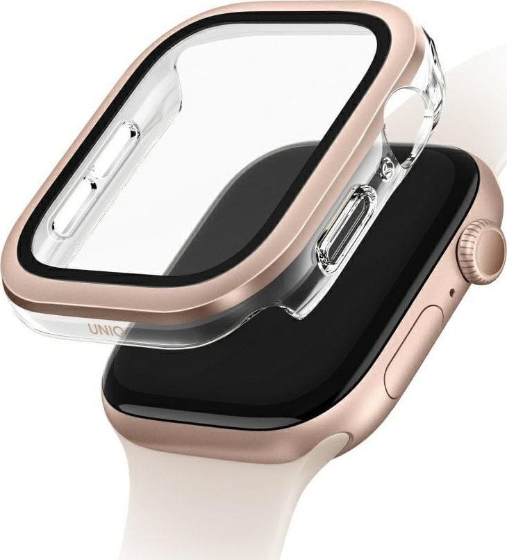 Case UNIQ Voute for Apple Watch Series 10 46mm tempered glass rose gold