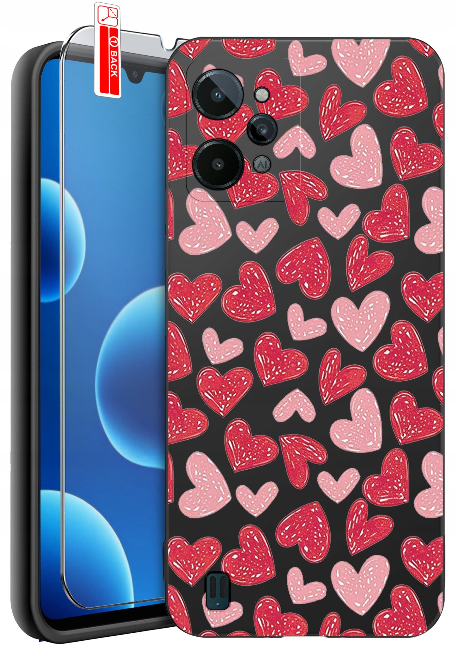 ETUI do Realme C31| WZORY | SILIKONOWE MATT CASE + SZKŁO 9H