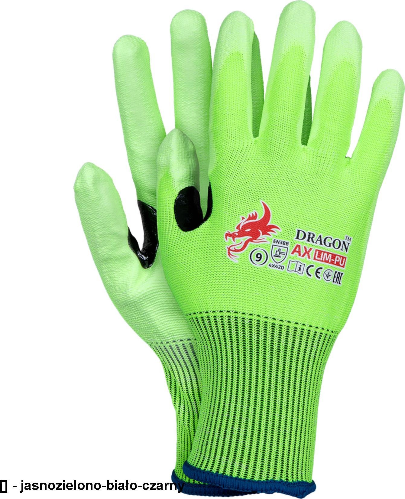 R.E.I.S. AXLIM-PU - rękawice ochronne powlekane poliuretanem, połączenie włókna szklanego i przędzy UHMWPE 10