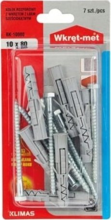 Wkręt-met Kołki rozporowe 10x60-80mm z łbem sześciokątnym 7szt